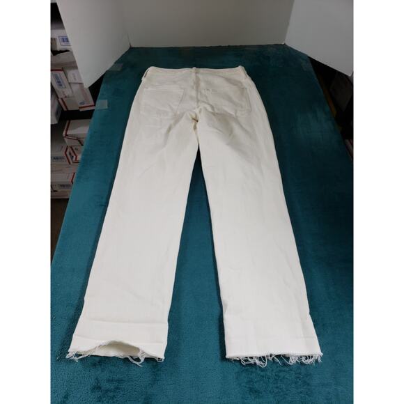 Mossimo Jeans Size 4 Womens White Stretch Denim Pants High Rise Straight Cropped - Picture 9 of 11